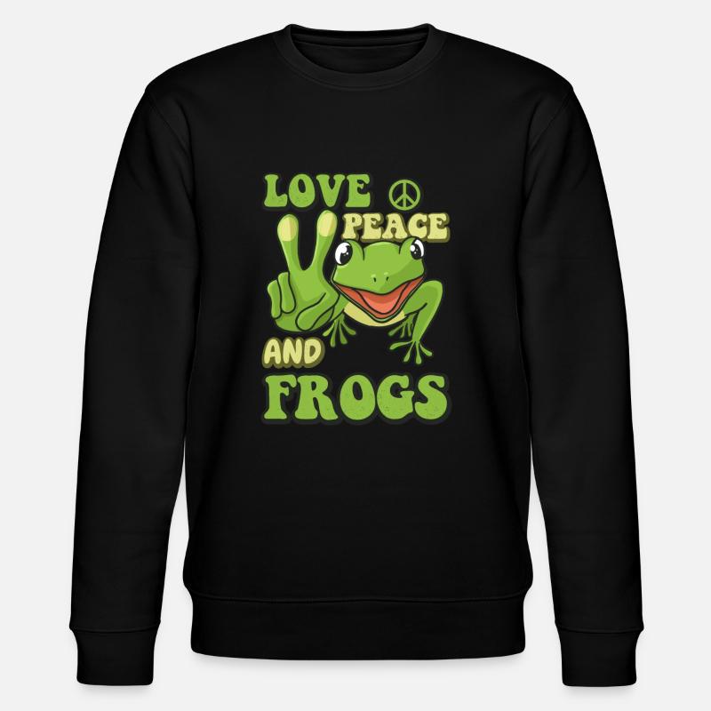 Love peace and Frogs - Stanley/Stella CHANGER Unisex Organic Sweatshirt - black