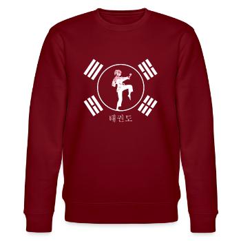 Taekwondo Kampfkunst Allkampf Kontaktsport TKD - Stanley/Stella Unisex Bio-Sweatshirt CHANGER  - Burgunderrot - Vorne - Nik (191cm) & Marisol (170cm)