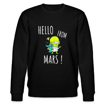 funny alien t-shirt hello from mars - Stanley/Stella CHANGER Unisex Organic Sweatshirt - black - Front - Nik (191cm) & Marisol (170cm)