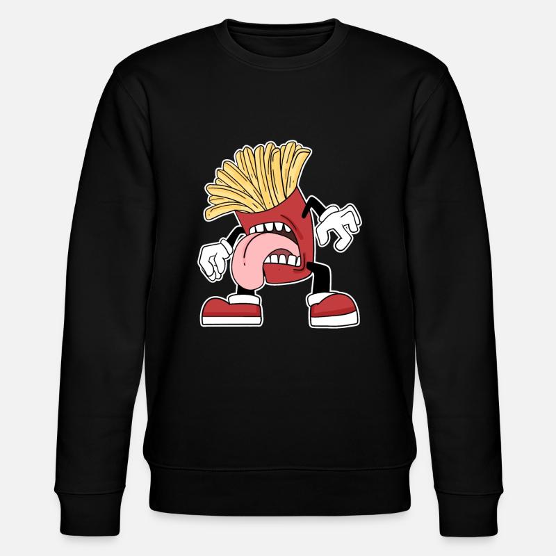 Pommes - Stanley/Stella Unisex Bio-Sweatshirt CHANGER  - Schwarz