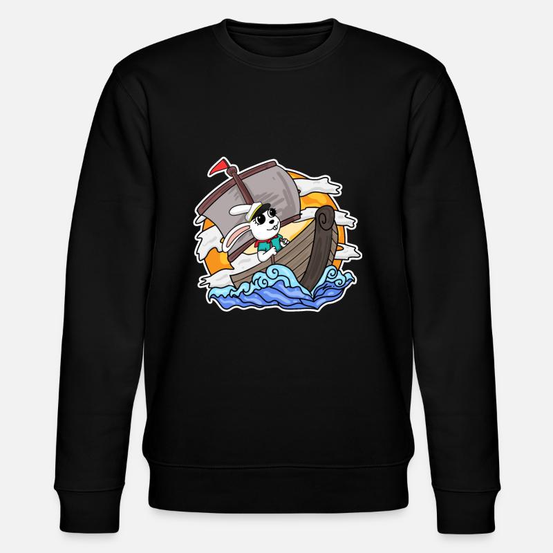Rabbit Captain Boat - Stanley/Stella CHANGER Unisex Organic Sweatshirt - black