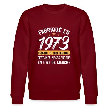 1973 anniversaire année de naissance cadeau humour - Sweat bio CHANGER Stanley/Stella Unisexe - bordeaux - Devant - Nik (191cm) & Marisol (170cm)