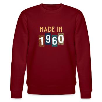 1960 Birthday Gift Date of Birth - Stanley/Stella CHANGER Unisex Organic Sweatshirt - burgundy - Front - Nik (191cm) & Marisol (170cm)