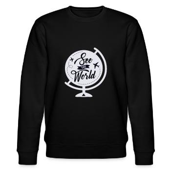 See The World - Stanley/Stella Unisex Bio-Sweatshirt CHANGER  - Schwarz - Vorne - Nik (191cm) & Marisol (170cm)