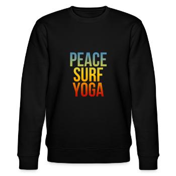 Peace Surf Yoga - Stanley/Stella Unisex Bio-Sweatshirt CHANGER  - Schwarz - Vorne - Nik (191cm) & Marisol (170cm)