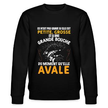 Pêcheur humour Cadeau Rigolo Pêche - Sweat bio CHANGER Stanley/Stella Unisexe - noir - Devant - Nik (191cm) & Marisol (170cm)