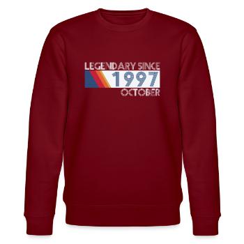 Retro SiFi Legendary since October 1997 - Geburtst - Stanley/Stella Unisex Bio-Sweatshirt CHANGER  - Burgunderrot - Vorne - Nik (191cm) & Marisol (170cm)