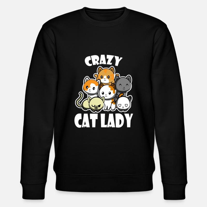 Verrückte Katzendame - Stanley/Stella Unisex Bio-Sweatshirt CHANGER - Schwarz
