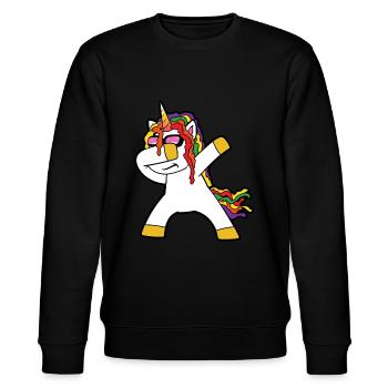 Cute Funny Cool Unicorn Unicorns fable - Stanley/Stella CHANGER Unisex Organic Sweatshirt - black - Front - Nik (191cm) & Marisol (170cm)