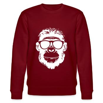 Affe Party Lustig - Stanley/Stella Unisex Bio-Sweatshirt CHANGER  - Burgunderrot - Vorne - Nik (191cm) & Marisol (170cm)