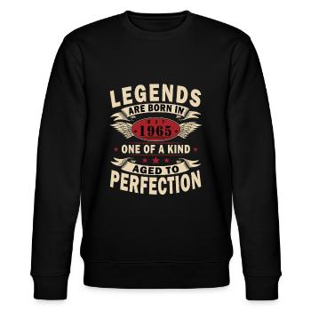 Legends May 1965 Birthday Vintage May 1965 - Stanley/Stella CHANGER Unisex Organic Sweatshirt - black - Front - Nik (191cm) & Marisol (170cm)
