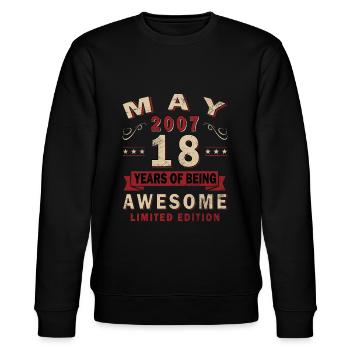 18. Geburtstag Geschenk Mann Original Mai 2007 - Stanley/Stella Unisex Bio-Sweatshirt CHANGER  - Schwarz - Vorne - Nik (191cm) & Marisol (170cm)