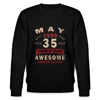 35ème anniversaire cadeau mari Original mai 1990 - Sweat bio CHANGER Stanley/Stella Unisexe - noir - Devant - Nik (191cm) & Marisol (170cm)