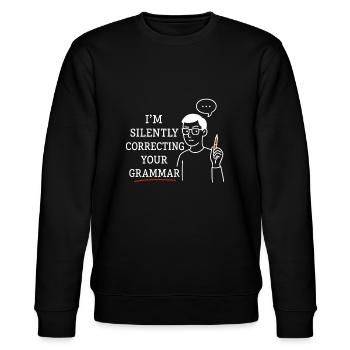 I'm silently correcting your grammar - Stanley/Stella CHANGER Unisex Organic Sweatshirt - black - Front - Nik (191cm) & Marisol (170cm)