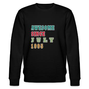 Geburtstag: Juli 1995 - Limited Edition Retro - Stanley/Stella Unisex Bio-Sweatshirt CHANGER  - Schwarz - Vorne - Nik (191cm) & Marisol (170cm)
