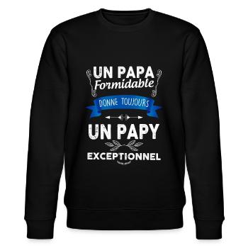 Papa formidable, papy exceptionnel - Sweat bio CHANGER Stanley/Stella Unisexe - noir - Devant - Nik (191cm) & Marisol (170cm)