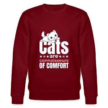Katzen Sind Genießer Des Komforts - Chilling Cat - Stanley/Stella Unisex Bio-Sweatshirt CHANGER  - Burgunderrot - Vorne - Nik (191cm) & Marisol (170cm)