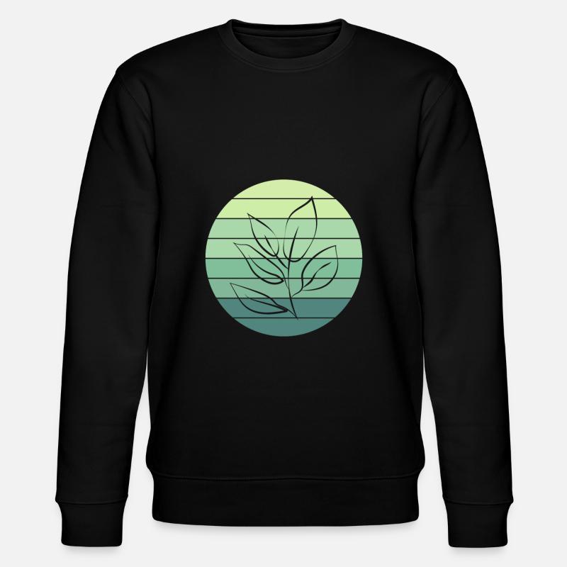 Vegetable Lover's Leaf Sunset Design - Stanley/Stella CHANGER Unisex Organic Sweatshirt - black
