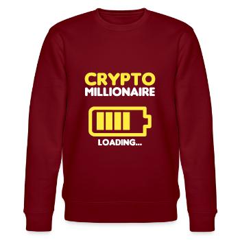 Krypto Millionair Laden... - Stanley/Stella Unisex Bio-Sweatshirt CHANGER  - Burgunderrot - Vorne - Nik (191cm) & Marisol (170cm)