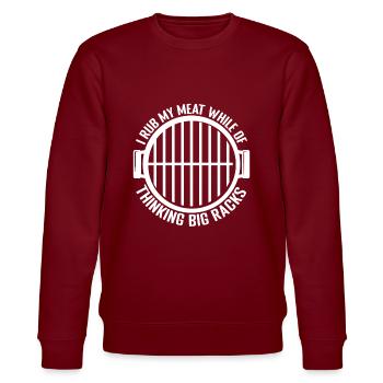 Ich Reibe Mein Fleisch - Lustiger Grill Spruch - Stanley/Stella Unisex Bio-Sweatshirt CHANGER  - Burgunderrot - Vorne - Nik (191cm) & Marisol (170cm)