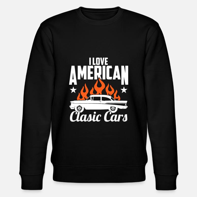 Ich Liebe Amerikanische Oldtimer - Stanley/Stella Unisex Bio-Sweatshirt CHANGER  - Schwarz