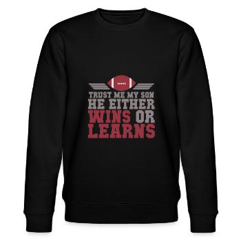 Trust me my son he wins or learns - Stanley/Stella CHANGER Unisex Organic Sweatshirt - black - Front - Nik (191cm) & Marisol (170cm)