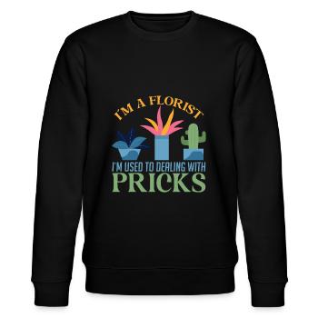 Ich Bin Florist Ich Bin Gewohnt Mit Stichen - Stanley/Stella Unisex Bio-Sweatshirt CHANGER  - Schwarz - Vorne - Nik (191cm) & Marisol (170cm)