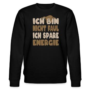 Ich Bin Nicht Faul Ich Spare Energie Faultier - Stanley/Stella Unisex Bio-Sweatshirt CHANGER  - Schwarz - Vorne - Nik (191cm) & Marisol (170cm)