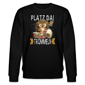 Platz Da! Ich Muss Trommeln Lustiger Igel - Stanley/Stella Unisex Bio-Sweatshirt CHANGER  - Schwarz - Vorne - Nik (191cm) & Marisol (170cm)