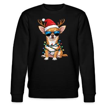 Christmas Chihuahua - Stanley/Stella CHANGER Unisex Organic Sweatshirt - black - Front - Nik (191cm) & Marisol (170cm)