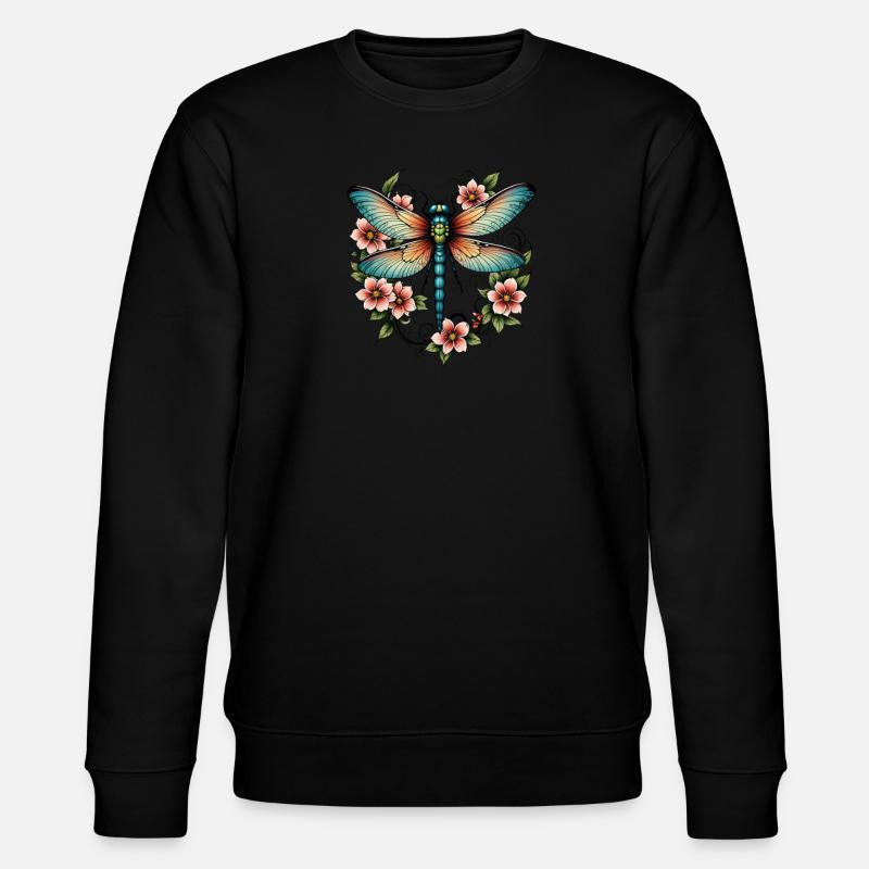 Couronne florale de libellule - Sweat bio CHANGER Stanley/Stella Unisexe - noir