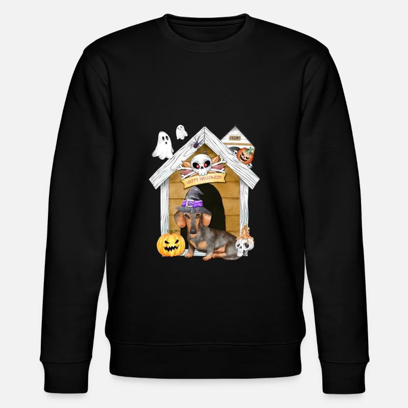 Halloween Dackel Hund Hexe - Stanley/Stella Unisex Bio-Sweatshirt CHANGER  - Schwarz