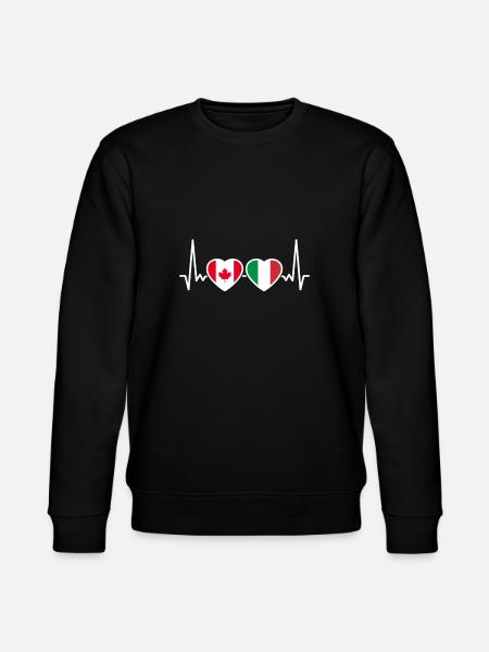 Canada Italy Heartbeat Flag Canadian - Stanley/Stella CHANGER Unisex Organic Sweatshirt - black
