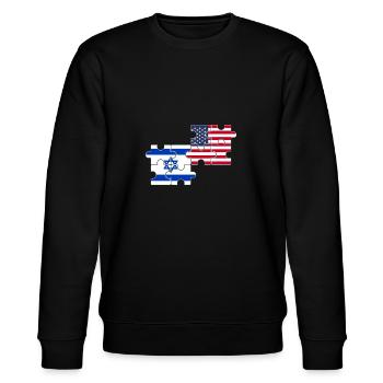Israel USA Flagge Amerikanisch Israeli - Stanley/Stella Unisex Bio-Sweatshirt CHANGER  - Schwarz - Vorne - Nik (191cm) & Marisol (170cm)