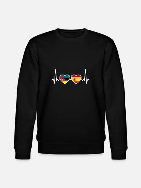 Mozambique Spain heartbeat flag Mozambican - Stanley/Stella CHANGER Unisex Organic Sweatshirt - black