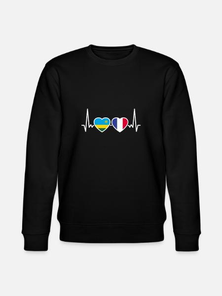 Rwanda France Heartbeat Flag Rwandese - Stanley/Stella CHANGER Unisex Organic Sweatshirt - black