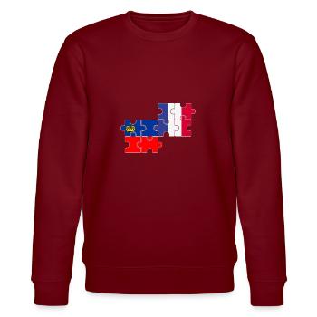 Liechtenstein France Drapeau Liechtensteiner - Sweat bio CHANGER Stanley/Stella Unisexe - bordeaux - Devant - Nik (191cm) & Marisol (170cm)