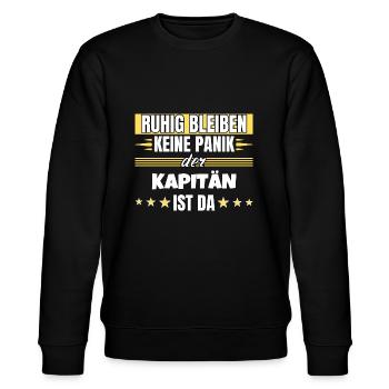 Ruhig bleiben ich bin Kapitän - Stanley/Stella Unisex Bio-Sweatshirt CHANGER  - Schwarz - Vorne - Nik (191cm) & Marisol (170cm)