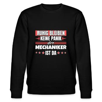 Ruhig bleiben ich bin Mechaniker - Stanley/Stella Unisex Bio-Sweatshirt CHANGER  - Schwarz - Vorne - Nik (191cm) & Marisol (170cm)