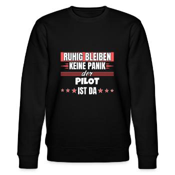 Ruhig bleiben ich bin Pilot - Stanley/Stella Unisex Bio-Sweatshirt CHANGER  - Schwarz - Vorne - Nik (191cm) & Marisol (170cm)