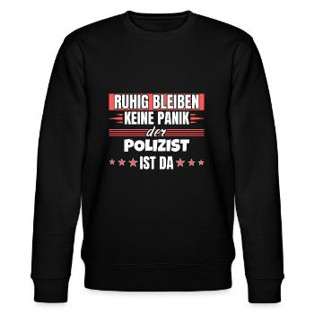 Ruhig bleiben ich bin Polizist - Stanley/Stella Unisex Bio-Sweatshirt CHANGER  - Schwarz - Vorne - Nik (191cm) & Marisol (170cm)