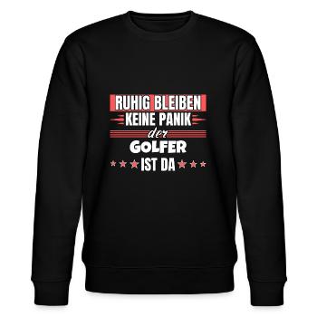 Ruhig bleiben ich bin Golfer - Stanley/Stella Unisex Bio-Sweatshirt CHANGER  - Schwarz - Vorne - Nik (191cm) & Marisol (170cm)