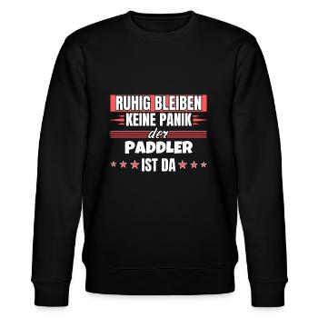 Ruhig bleiben ich bin Paddler - Stanley/Stella Unisex Bio-Sweatshirt CHANGER  - Schwarz - Vorne - Nik (191cm) & Marisol (170cm)