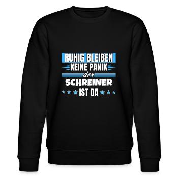 Ruhig bleiben ich bin Schreiner - Stanley/Stella Unisex Bio-Sweatshirt CHANGER  - Schwarz - Vorne - Nik (191cm) & Marisol (170cm)