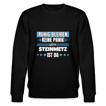Ruhig bleiben ich bin Steinmetz - Stanley/Stella Unisex Bio-Sweatshirt CHANGER  - Schwarz - Vorne - Nik (191cm) & Marisol (170cm)