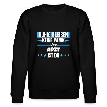 Ruhig bleiben ich bin Arzt - Stanley/Stella Unisex Bio-Sweatshirt CHANGER  - Schwarz - Vorne - Nik (191cm) & Marisol (170cm)