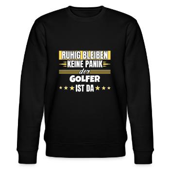 Ruhig bleiben ich bin Golfer - Stanley/Stella Unisex Bio-Sweatshirt CHANGER  - Schwarz - Vorne - Nik (191cm) & Marisol (170cm)