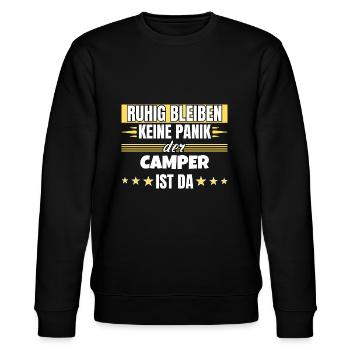 Stay calm, I'm a camper - Stanley/Stella CHANGER Unisex Organic Sweatshirt - black - Front - Nik (191cm) & Marisol (170cm)