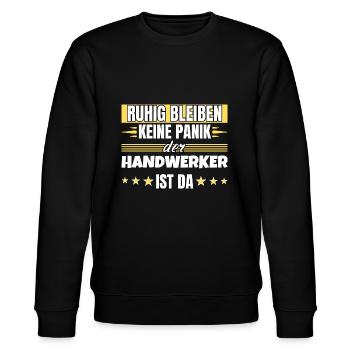 Ruhig bleiben ich bin Handwerker - Stanley/Stella Unisex Bio-Sweatshirt CHANGER  - Schwarz - Vorne - Nik (191cm) & Marisol (170cm)