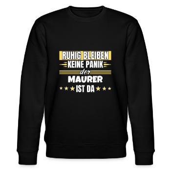 Ruhig bleiben ich bin Maurer - Stanley/Stella Unisex Bio-Sweatshirt CHANGER  - Schwarz - Vorne - Nik (191cm) & Marisol (170cm)